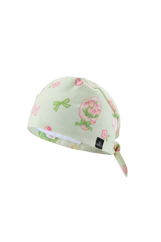 Matcha Cream Tulip Bunny Scrub Cap