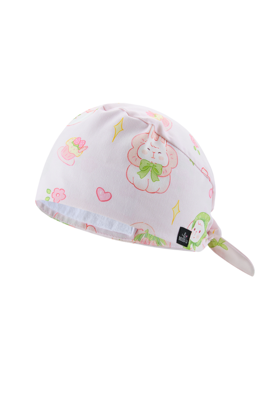 Ballet Pink Tulip Bunny Scrub Cap