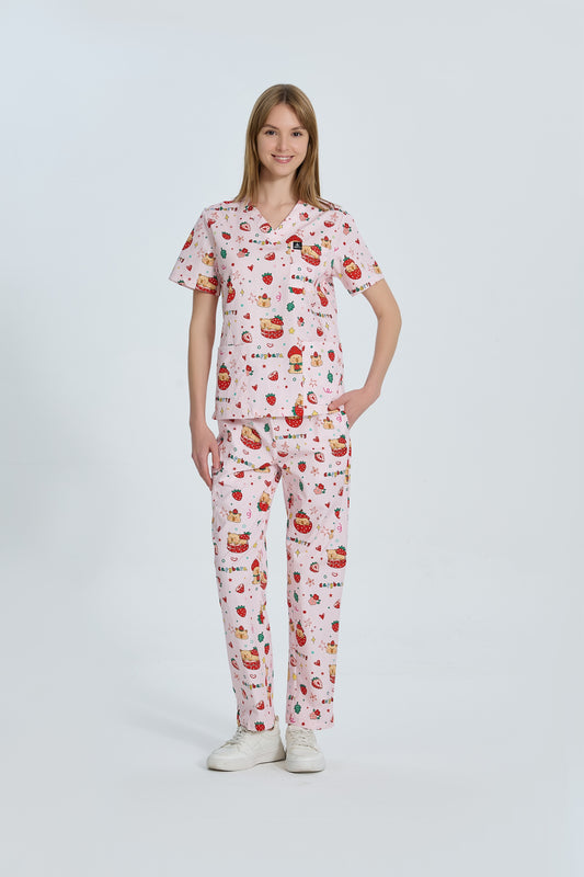 Strawberry capy scrub top (cotton)