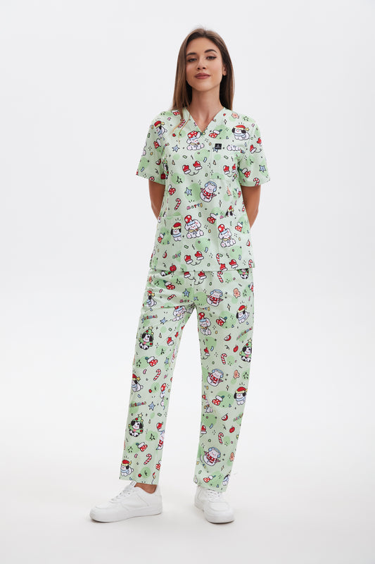 Merry Barkmas scrub set-Green