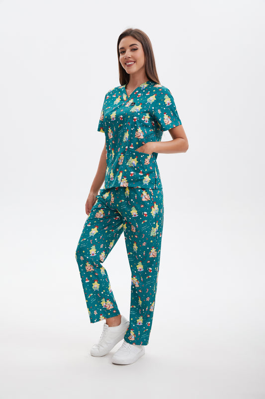 Starlight Christmas scrub set-Green