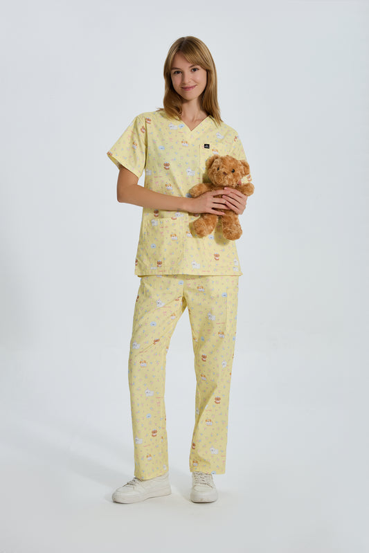 Puppy Bloom Scrub Top