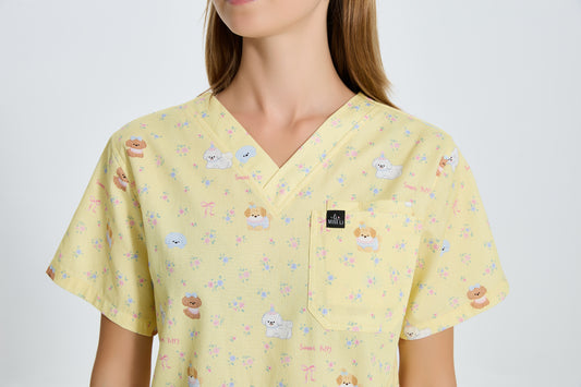 Puppy Bloom Scrub Top