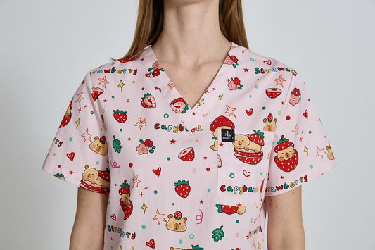 Strawberry capy scrub top (cotton)