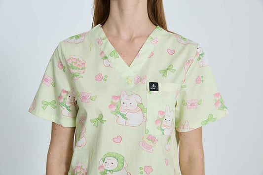Tulip Bunny scrub top （cotton)